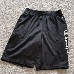 Champion Black Men’s Athletic Mesh Shorts with Side Logo
